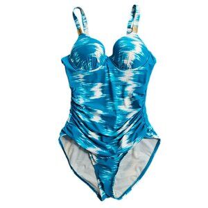 SPANX Womens One Piece Swimsuit, Ruched, Shaping, Underwire, Size 10 B/C